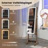 Schmuckschrank mit Spiegel & 3-farbigen LED Beleuchtung Spiegelschrank Schmuckregal Rustikalbraun Bild 5