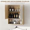 Spiegelschrank wandmontiert, 2 Spiegel, Soft-Close, höhenverstellbares Regal, Eichenoptik, nordisch, 60x16,6x75cm Bild 5