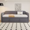 Schlafsofa, Leinenstoff mit Ausziehfunktion & Lattenrost, 90/180x190 cm, Grau, ohne Matratze Bild 2