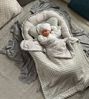 Loolay Bettnestchen MINKY/ Baumwolle BABYNEST Babykokon Geschenk Babyaustattung SET, (MUSTER: PUSTELBLUME Grau/ MINKY grau, SOLO oder im SETS, 3-tlg, Neugeborene Nestchen, Babynestchen, Reisebett von LOOLAY), LOOLAY® - 100% Europäische Stoffe und Klein... Bild 1