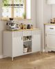 SONGMICS Aufbewahrungsschrank, Metallschrank, Schrank mit Doppeltür, Sideboard, Magnetverschluss, verstellbare Einlegeböden, Stahlgestell, sandbeige-natureichenfarben Bild 2