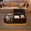 Couchtisch H 33-46,5 x T 50 x B 100 cm, höhenverstellbar, mit LED, Stauraum und Hochglanz-Oberfläche Bild 2