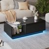 Couchtisch H 33-46,5 x T 50 x B 100 cm, höhenverstellbar, mit LED, Stauraum und Hochglanz-Oberfläche Bild 4
