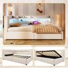 Odikalo Schlafsofa Schlafcouch 90x200 140x200 mit LED und Bettkasten, Hydraulische Lagerungt, Mit USB Typ-C Ladefunktion, LED-Beleuchtung,Sofabett, Einzelbett, Ohne Matratze, Leinen, minimalistischer Stil Bild 5