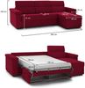 Dmora Schlafsofa mit Halbinsel Ganzaria, Wandelbares Ecksofa für das Wohnzimmer, gepolstert, abnehmbar, 100 % Made in Italy-Qualität, 285x160 h100 cm, Rot Bild 3