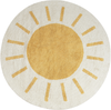 Teppich Baumwolle hellbeige gelb ø 140 cm Sonnenmuster Kurzflor BAIKER Bild 1