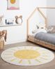 Teppich Baumwolle hellbeige gelb ø 140 cm Sonnenmuster Kurzflor BAIKER Bild 3