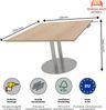 Rheinland Möbel Verkettungsplatte KONTI 120x130 cm – Erweiterungselement in Eiche mit silbernem Tellerfuß, Anbautisch für KONTI Konferenztische 280/400/520 cm, modernes Verbindungselement für Besprechungstische Bild 3