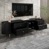 TV-Schrank, Lowboard, dreidimensionale Wellenstruktur, abgerundete Kanten, MDF-Korpus, Aluminiumgriffe, Eisenfüße, fester Einlegeboden, Kabeldurchlass, Wohnzimmer Bild 2