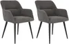 Vente-unique - Stuhl mit Armlehnen 2er-Set - Stoff & schwarzes Metall - Grau - HEKA Bild 2