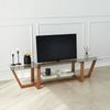 Dmora Fernsehschrank Arienzo, Ständer für Wohnzimmerfernseher, Niedriges Wohnzimmer-Sideboard, TV-Ständerbasis, 158x35h35 cm, Nussbaum Bild 5