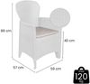 Dmora 4er-Set Gartenstühle Amilton, Gartensitz, Für drinnen und draußen, Mit Armlehnen, Made in Italy, 59x57 h86 cm, Weiß Bild 3