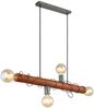 Hängeleuchte, Holzbalken braun, Metall grau, H 120 cm Bild 5