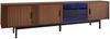 TV-Lowboard MDF/Spanplatte mit LED-Lichtleiste & Glastür, 200x35x53 cm, Walnussbraun/Schwarz Bild 5