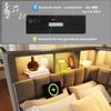 Merax Einzelbett Leinen Polsterbett 90x200cm mit Ausziehbett 90x190cm, Schlafsofa, Gästebett, LED, Bluetooth-Lautsprecher, USB & Type-C Ladeanschluss, L-Kopfteil mit Stauraumregal, Grau Bild 2