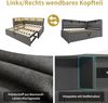 Merax Einzelbett Leinen Polsterbett 90x200cm mit Ausziehbett 90x190cm, Schlafsofa, Gästebett, LED, Bluetooth-Lautsprecher, USB & Type-C Ladeanschluss, L-Kopfteil mit Stauraumregal, Grau Bild 5