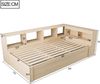 Merax Einzelbett, Kinderbett, Jugendbett, Schlafsofa 90 × 200 cm, Ausgestattet Mit Einer Euro-Steckdose Und Mehreren Staufächern, Mit Mehrfarbigen LED-Lichtleisten, Hydraulischem Bettmechanismus, Massivholzbett, Holzfarbe Bild 4