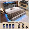 Merax Polsterbett, 140 × 200 cm Doppelbett, mit LED-Lichtleiste, hydraulischer Stauraum, Staufächer, schwebendes Design, USB- und Typ-C-Anschlüsse, Leinen, Grau Bild 2
