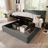 Polsterbett 180x200 cm aus Leinen mit hydraulischem Bettkasten und Stauraum – modernes Design Bild 4