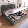 Polsterbett 180x200 cm aus Leinen mit hydraulischem Bettkasten und Stauraum – modernes Design Bild 2