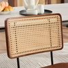 LVHOM 2er Set Esszimmerstuhl aus PU & Massivholz, Polsterstuhl mit Rattan-Optik, Küchenstuhl mit Metallbeinen, Braun Bild 4