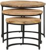 vidaXL Satztische 3 Stk. Rohes Mangoholz 338002 Bild 2