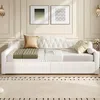 Schlafsofa mit Bettfunktion, LED-Beleuchtung, Lattenrost, Armlehnen und Rückenlehne, 140x200cm, Doppelbett, Polsterbett, Stauraumbett Bild 3