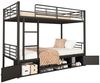 i@home Etagenbett Eisenrahmenbett, Offener schuhschrank, mit Seitenleiter (Geeignet für Kinder und Jugendliche, Ohne Matratze,90x200cm), mit Fallschutzgitter, Eisen + MDF, Schwarz Bild 5