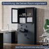 Vitrinenschrank abschließbar FILIP - mit Tresor & Schubladen| Büroschrank aus Stahl Aktenschrank mit Glasfenster Metallschrank Mehrzweckschrank, 185x90x40cm Anthrazit Bild 3