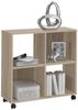 FMD Möbel - SPRINT - Regal mit 4 Fächern auf Rollen - melaminharzbeschichtete Spanplatte - Eiche Nb - 72 x 78 x 33cm Bild 2
