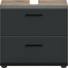 xonox. home – Waschbeckenunterschrank Ice 60 x 55 x 30 cm in Korpus Nox Oak Nachbildung und Front schwarz matt – Moderner Badschrank Unterschrank für Waschbecken – warm & natürlich Bild 2