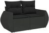 vidaXL 7-tlg. Garten-Sofagarnitur mit Kissen Schwarz Poly Rattan 3327268 Bild 5
