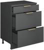 Küchenschrank für Dachschrägen R-Line Anthrazit-Gold 60 cm ohne Schräge mit 3 Schubladen Vicco Bild 3