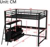 Hochbett, 140*200cm , Eisenrahmenbett, praktische Schubladen, stilvoller L-förmiger Schreibtisch, Laminatdesign, Ohne Matratze, Schwarz Bild 3