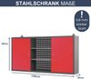 Hängeschrank Werkstatt abschließbar OLIS - Metallschrank hängend | Werkstattschrank Werkzeugschrank Wandschrank Garage, 60x120x20cm Anthrazit-Rot Bild 2
