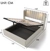 Polsterbett 160x200 cm mit Bettkasten, Leselicht und USB-Ladefunktion – Leinenoptik, Gasdruckfeder,Natural Bild 5