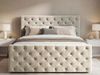 GRAINGOLD Montego Doppelbett 140x200, Boxspringbett, zwei Bettkästen, Glamour Stil, Velvet-Stoff, Creme Bild 3