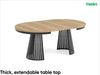 MEBLINI Esstisch Rund Ausziehbar aus Metall - 120-196x76 cm - CONEY - Halifax Eiche/Schwarz Matt - Loft - Esszimmertisch Modern - Küchentisch - Ausziehtisch - Round Dining Table Bild 2