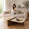 moebel17 Couchtisch moebel17 Couchtisch 90x90 cm Travertin-Optik 2er Set Beige (Packung, 1-St, Besteht aus 1 Couchtisch), Pflegeleichte Oberfläche, Granitoptik Bild 4