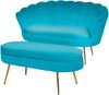 Sitzpouf Oval Samt Blau 99 x 44 x 40 cm Bild 5