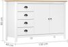 Sideboard, Kommode Hill Weiß 130x40x80 cm Massivholz Kiefer Bild 4