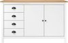 Sideboard, Kommode Hill Weiß 130x40x80 cm Massivholz Kiefer Bild 2