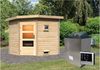 Karibu Sauna Mikka naturbelassen + 9 kW Saunaofen mit ext. Steuerung Easy Milchglastür Bild 4