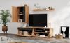 TV-Möbelset 3-tlg. B 140 x T 35 x H 39 cm, Spanplatte in Eiche/Schwarz, mit Wandschrank & Regal Bild 2