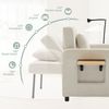 LVHOM Multifunktionaler Schlafsessel mit klappbarer Ablage, Ausziehbares 1-Sitzer Schlafsofa mit Handyhalter und Seitentaschen, Loungesessel, Beige Bild 5
