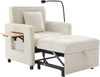 LVHOM Multifunktionaler Schlafsessel mit klappbarer Ablage, Ausziehbares 1-Sitzer Schlafsofa mit Handyhalter und Seitentaschen, Loungesessel, Beige Bild 2