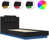 vidaXL Bettgestell mit Kopfteil und LED-Leuchten Schwarz 100x200 cm 3210025 Bild 2