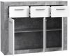 Sideboard >BACCIO< 3 Türen Betonoptik Lichtgrau / Weiss - 117,7x91,8x33,8cm (BxHxT) Bild 3