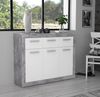 Sideboard >BACCIO< 3 Türen Betonoptik Lichtgrau / Weiss - 117,7x91,8x33,8cm (BxHxT) Bild 2