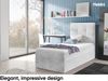 MEBLINI Kinderbett mit Bettkasten MINO 2 80x200 Rechts – H3/Hellgrau Samt Gepolstert Einzelbett mit Matratze - Polsterbett mit Stauraum - Bett mit Kopfteil – Stauraumbett Bild 2